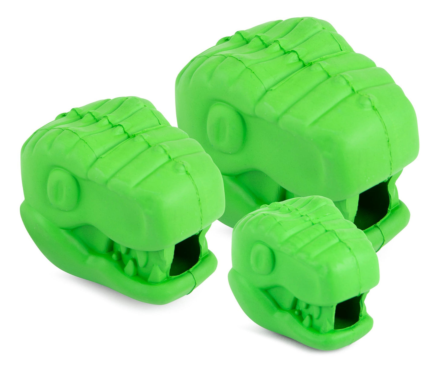 Jeffers T-Rex Dog Chew Toy | Treat Dispenser | Natural Rubber | Green | Small, Medium or Large | 1 or 2 Pack