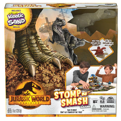 Jurassic World Dominion Stomp N' Smash Board Game with Kinetic Sand – Ages 5+