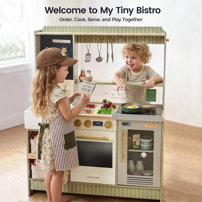 Tiny Land BistroSwitch 2-in-1 Play Kitchen & Bistro with 23 Accessories