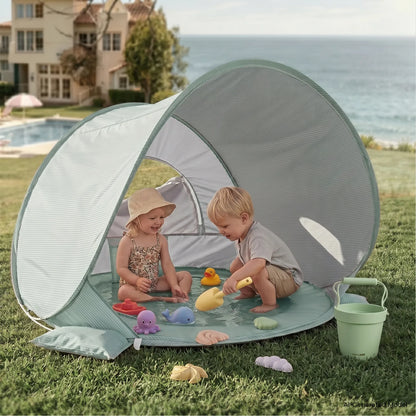 Tiny Land® 3-in-1 Baby Beach Tent with Built-In Splash Pool – UPF50+ Shade, Wind Protection & Water Play | Toddlers