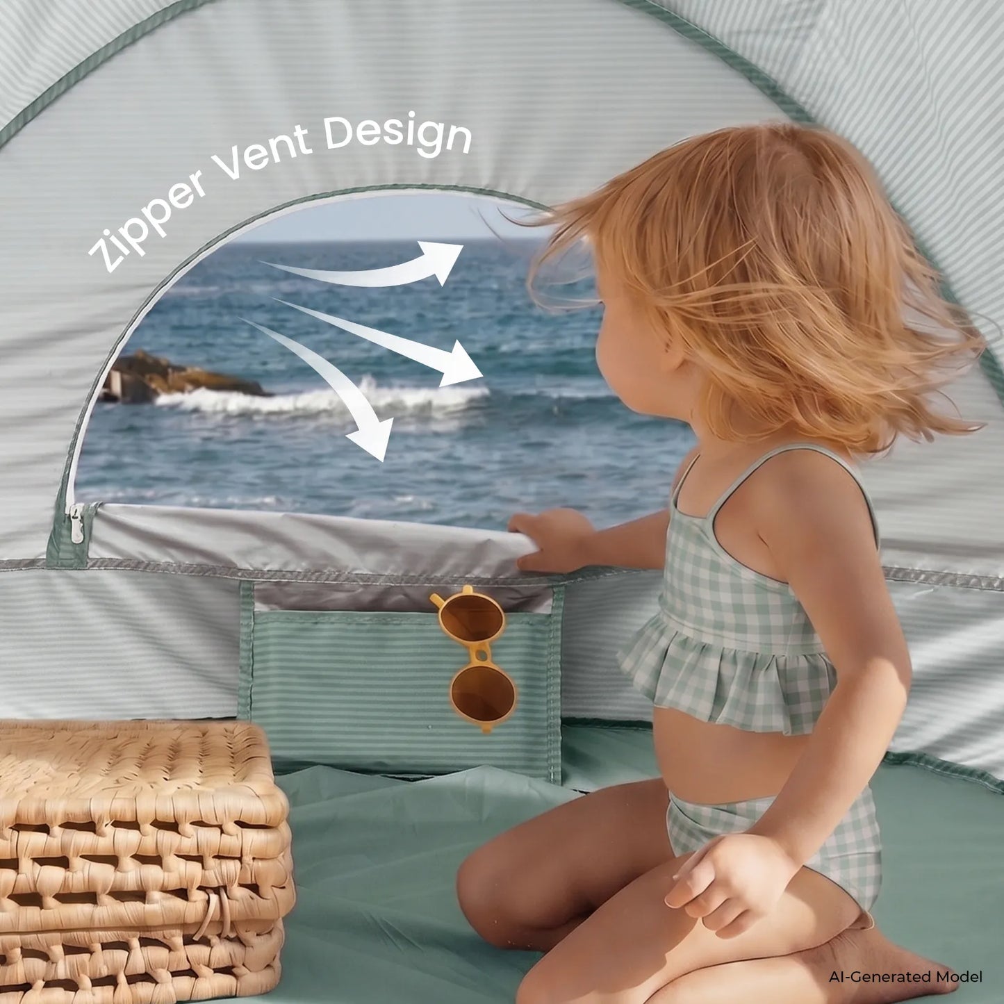 Tiny Land® 3-in-1 Baby Beach Tent with Built-In Splash Pool – UPF50+ Shade, Wind Protection & Water Play | Toddlers
