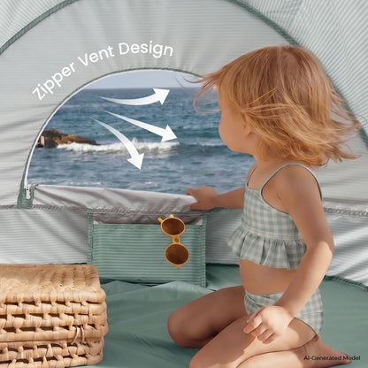 Tiny Land® 3-in-1 Baby Beach Tent with Built-In Splash Pool – UPF50+ Shade, Wind Protection & Water Play | Toddlers