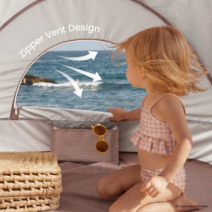 Tiny Land® 3-in-1 Baby Beach Tent with Built-In Splash Pool – UPF50+ Shade, Wind Protection & Water Play | Toddlers