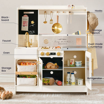 Tiny Land BistroSwitch 2-in-1 Play Kitchen & Bistro with 23 Accessories