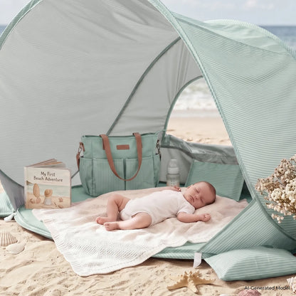 Tiny Land® 3-in-1 Baby Beach Tent with Built-In Splash Pool – UPF50+ Shade, Wind Protection & Water Play | Toddlers