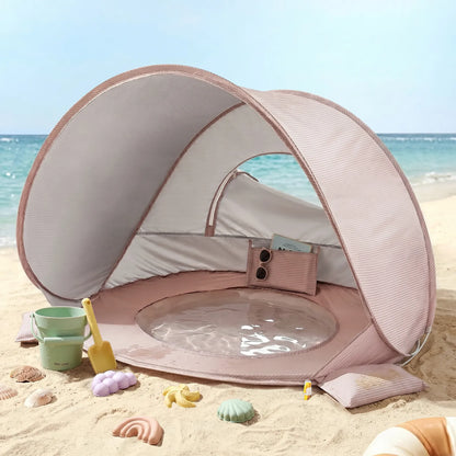 Tiny Land® 3-in-1 Baby Beach Tent with Built-In Splash Pool – UPF50+ Shade, Wind Protection & Water Play | Toddlers