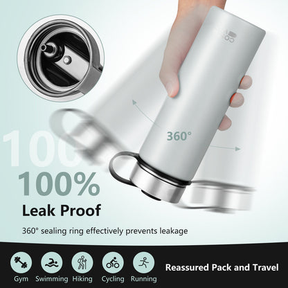 22 Oz Insulated Stainless Steel Water Bottle | 2 Lids & Straw | 7 Colors - Niksstuff