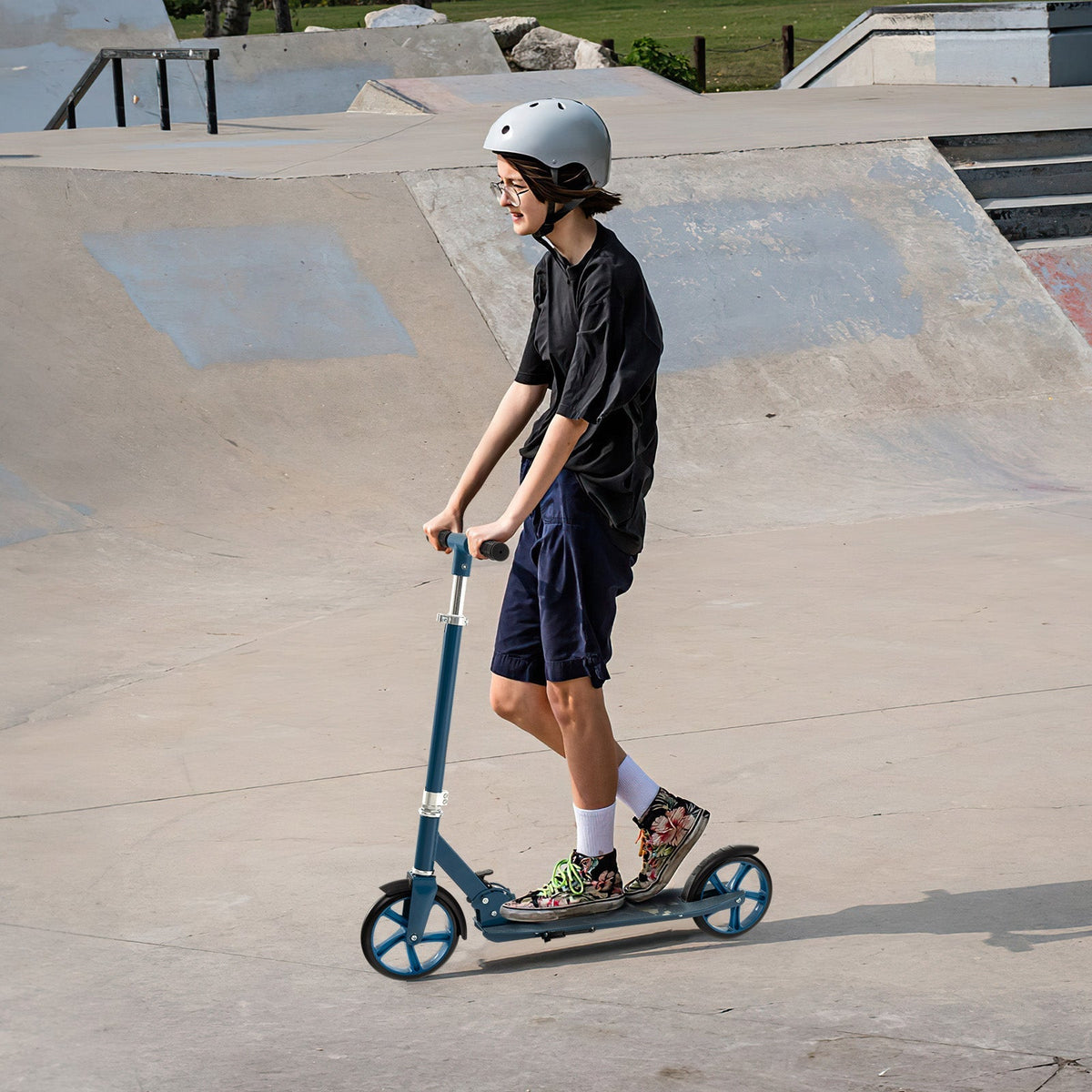 Folding Aluminum Scooter - Blue Adjustable