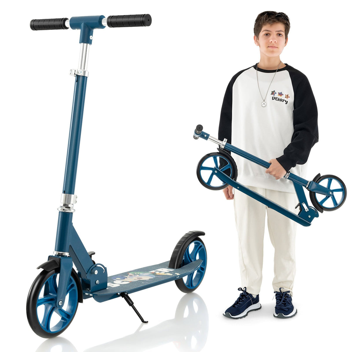 Folding Aluminum Scooter - Blue Adjustable