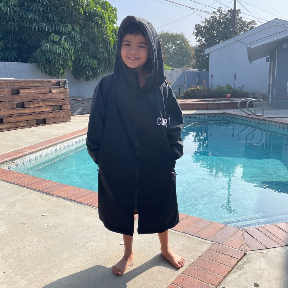 Waterproof Swim Parka Black | Terry Towel Lining | XS–XL | COR Surf - Niksstuff