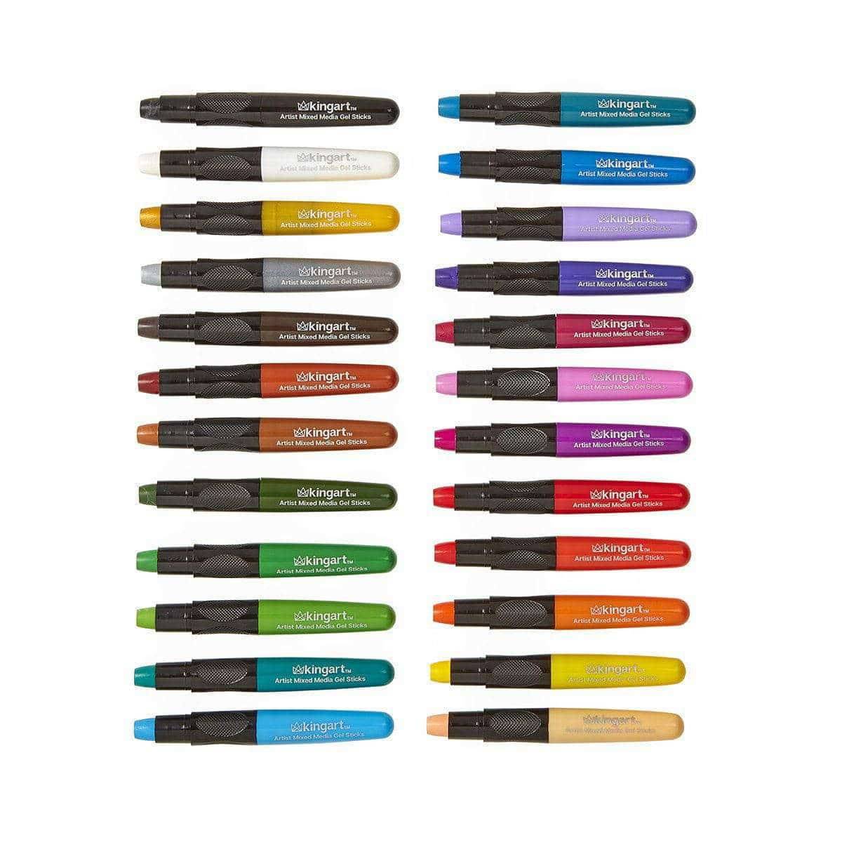 Kingart Mixed Media Gel Stick Watercolor Crayons - 24 Colors