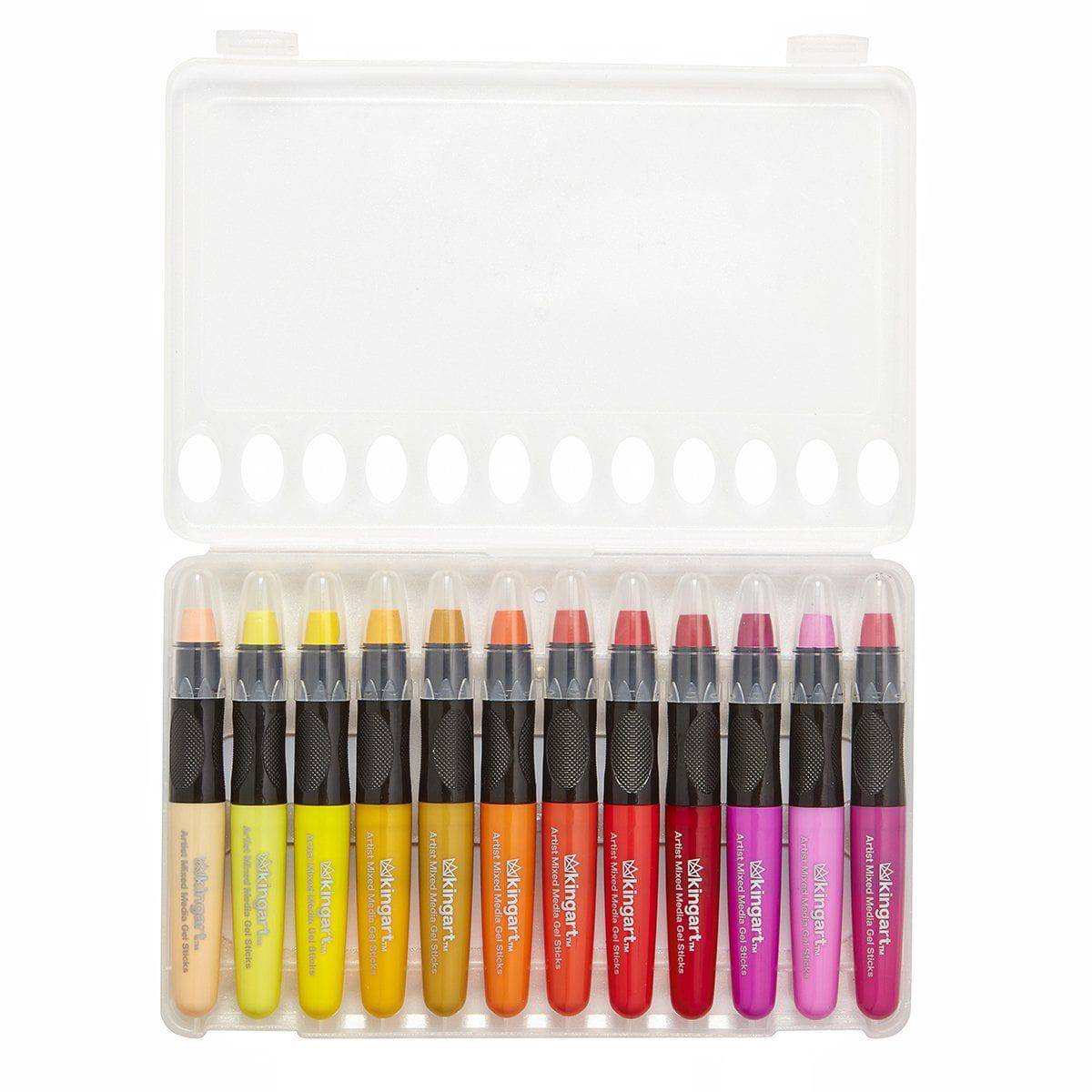 KINGART Mixed Media Gel Stick Crayons - 48 Water-Soluble Colors