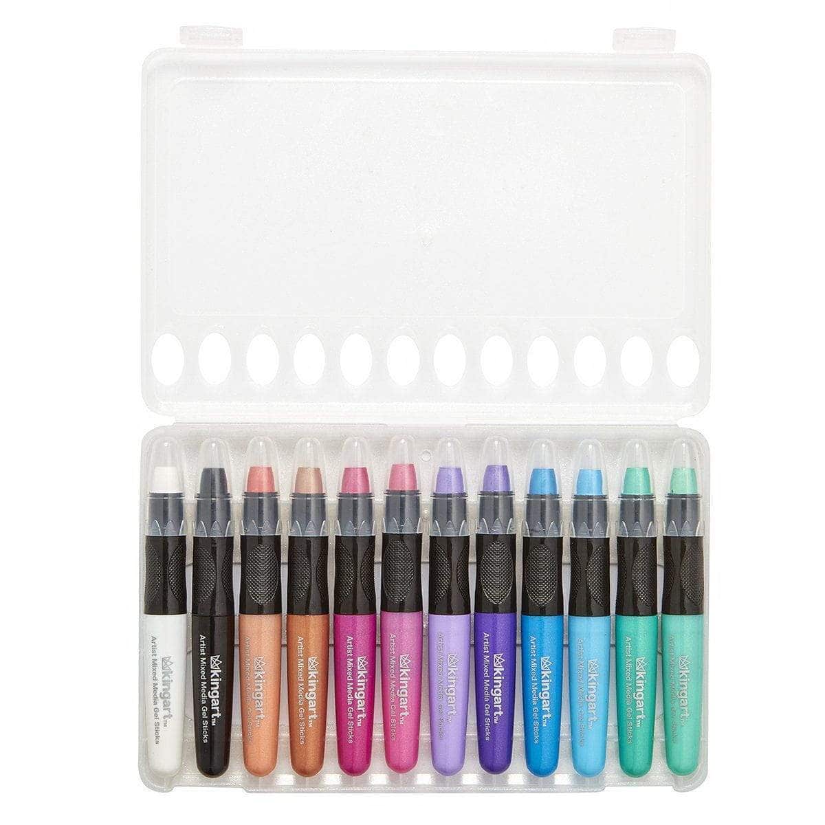KINGART Mixed Media Gel Stick Crayons - 48 Water-Soluble Colors
