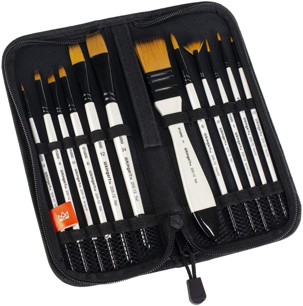 KINGART Studio Nylon Artist Brush Set - 12 Piece for Mixed Media