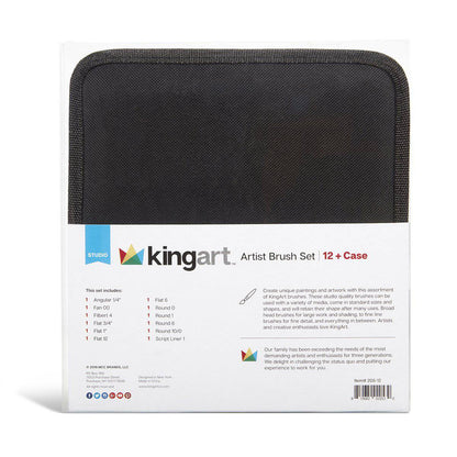 KINGART Studio Nylon Artist Brush Set - 12 Piece for Mixed Media