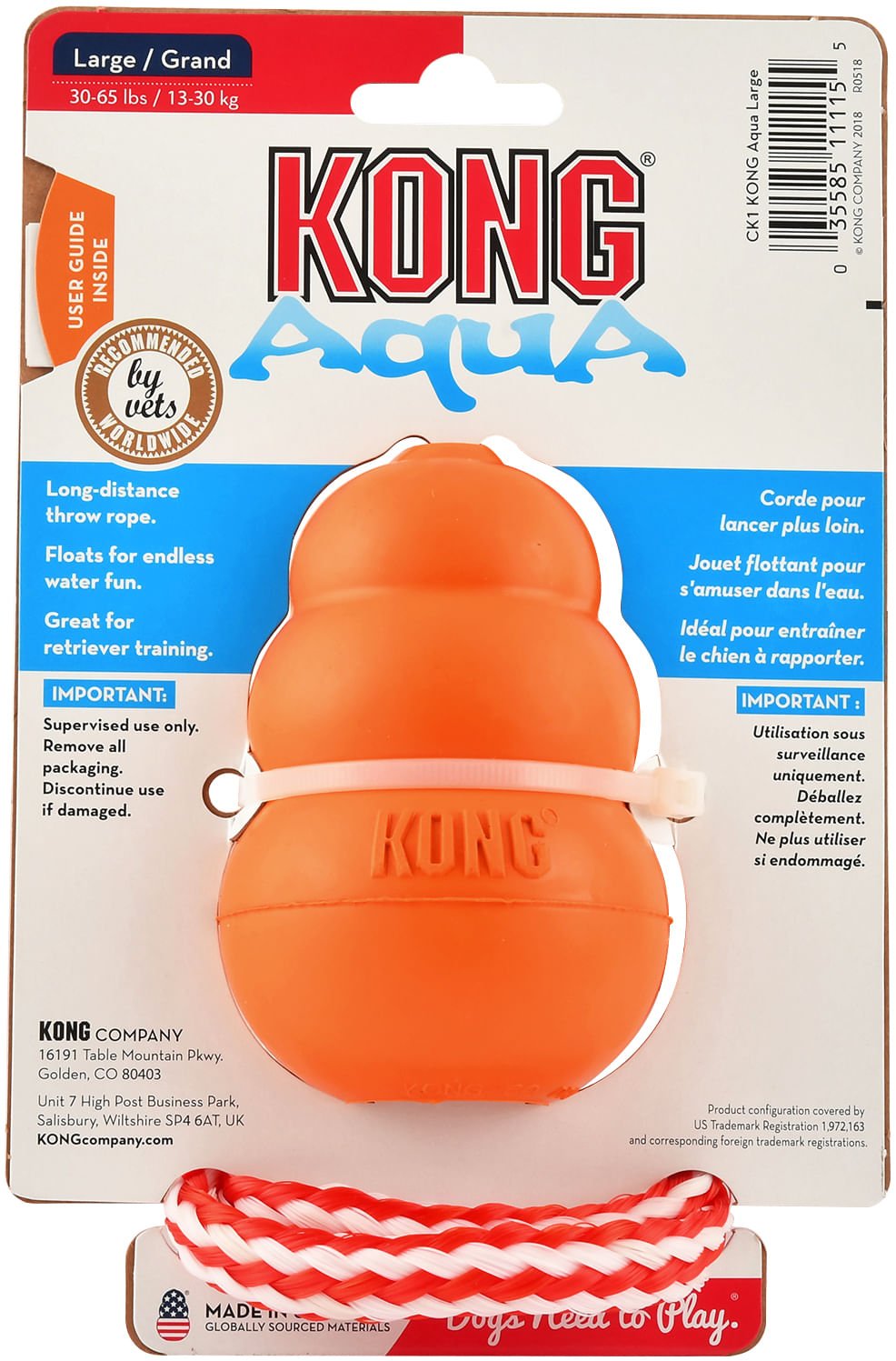 KONG Aqua Floating Water Dog Toy with Rope - Niksstuff