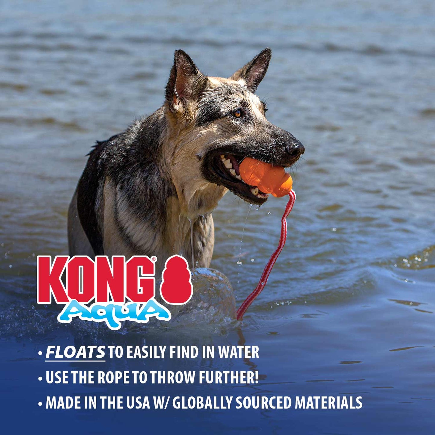 KONG Aqua Floating Water Dog Toy with Rope - Niksstuff