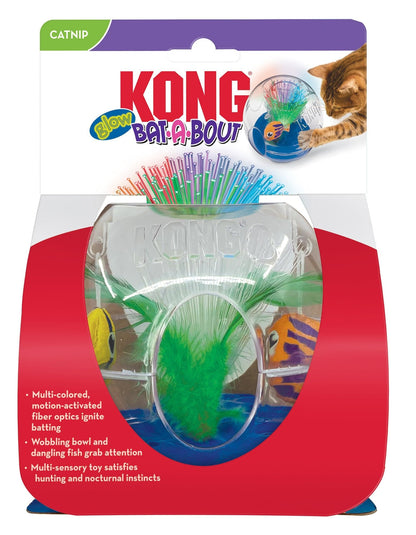 KONG Bat-A-Bout Glow Aquarium Cat Toy – Fiber Optic Light-Up Bowl with Catnip | 6"