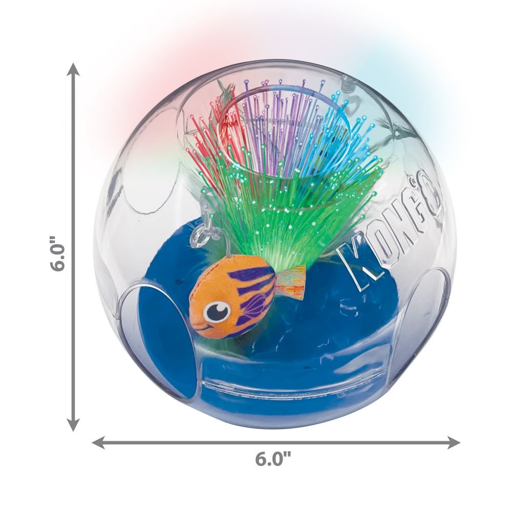 KONG Bat-A-Bout Glow Aquarium Cat Toy – Fiber Optic Light-Up Bowl with Catnip | 6"