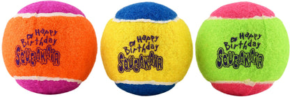KONG SqueakAir Birthday Balls – Squeaky Tennis Balls for Dogs | 3 Pack, 2.5"