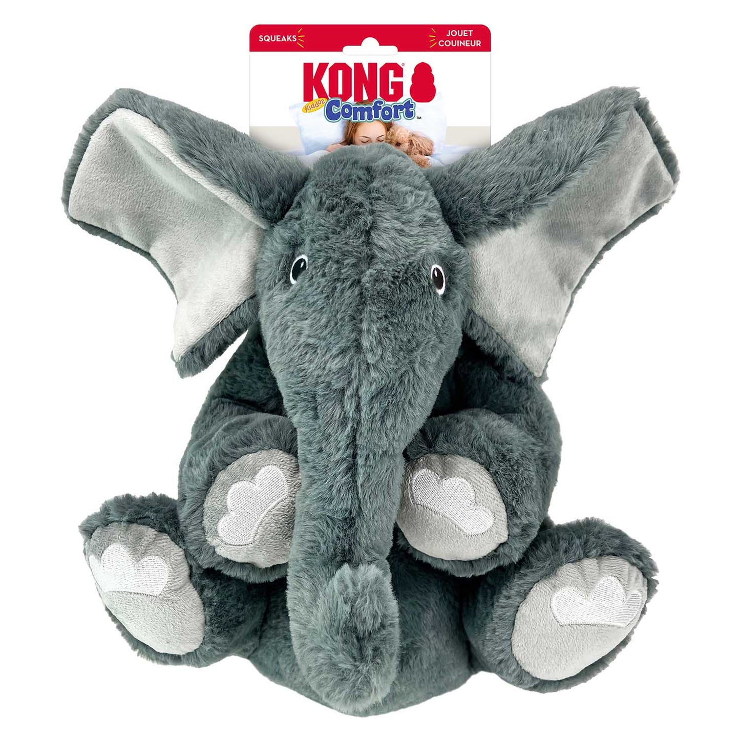 KONG Comfort Kiddos Jumbo Elephant Plush Dog Toy – XLarge | Removable Squeaker