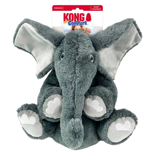 XLarge plush elephant dog toy with gray fabric and heart-shaped paw patches