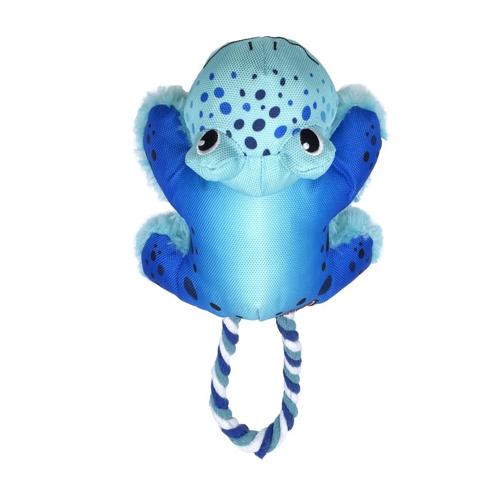 KONG Cozie Tuggz Frog Dog Toy | Rope Handle & Squeaker | Medium/Large - Niksstuff