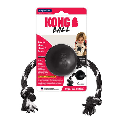 KONG Extreme Ball with Rope Dog Toy | Large | Puncture-Resistant - Niksstuff
