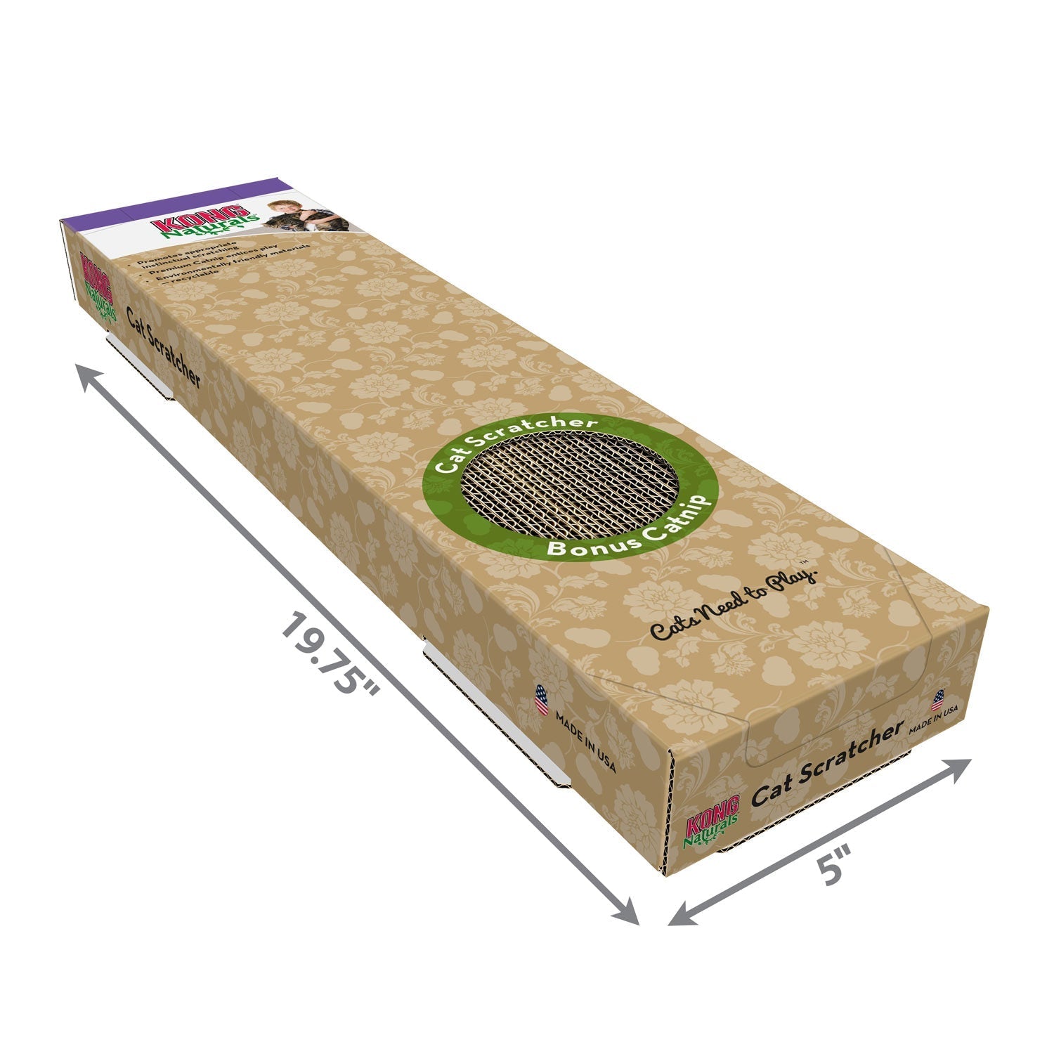 KONG Naturals Cat Scratcher | Reversible | Catnip Infused | Eco-Friendly | Regular & Double - Niksstuff