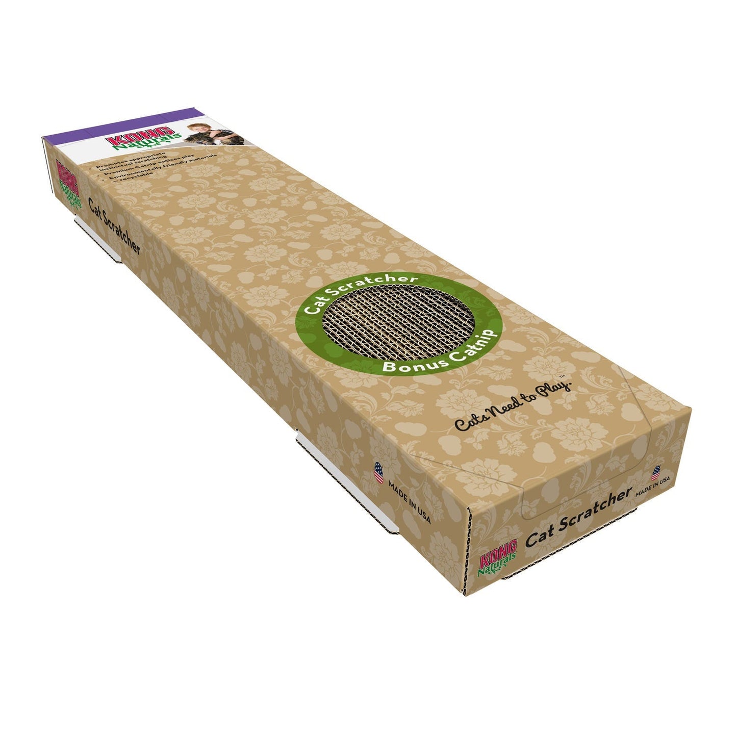 KONG Naturals Cat Scratcher | Reversible | Catnip Infused | Eco-Friendly | Regular & Double - Niksstuff