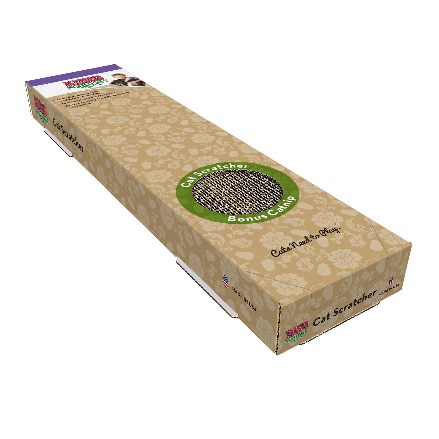 KONG Naturals Cat Scratcher | Reversible | Catnip Infused | Eco-Friendly | Regular & Double - Niksstuff