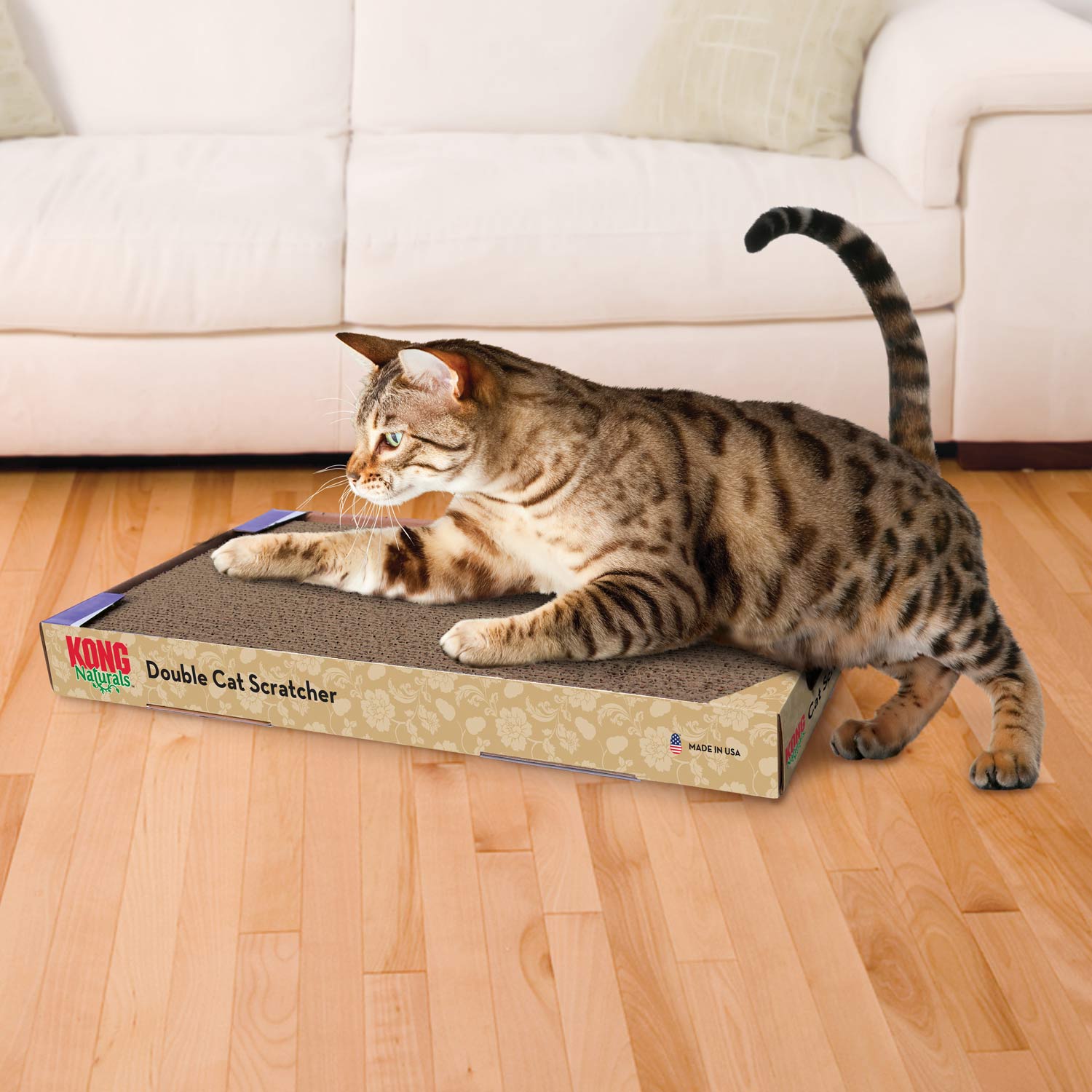 KONG Naturals Cat Scratcher | Reversible | Catnip Infused | Eco-Friendly | Regular & Double - Niksstuff