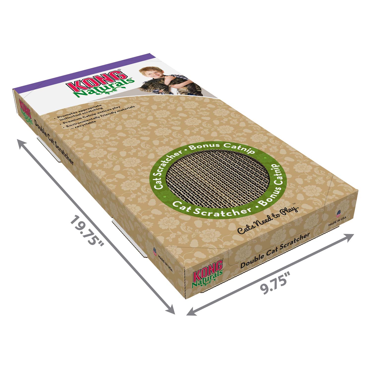 KONG Naturals Cat Scratcher | Reversible | Catnip Infused | Eco-Friendly | Regular & Double - Niksstuff