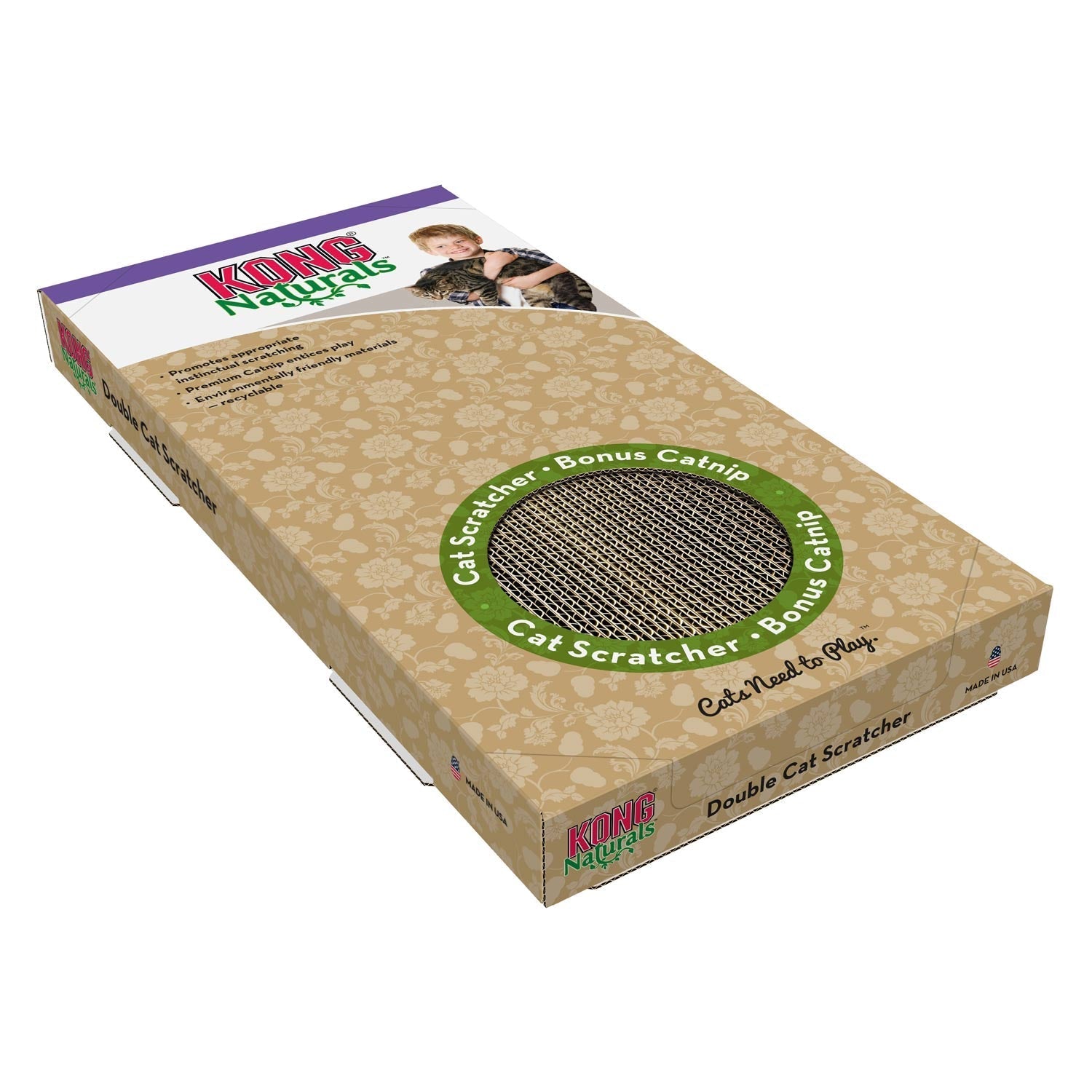 KONG Naturals Cat Scratcher | Reversible | Catnip Infused | Eco-Friendly | Regular & Double - Niksstuff