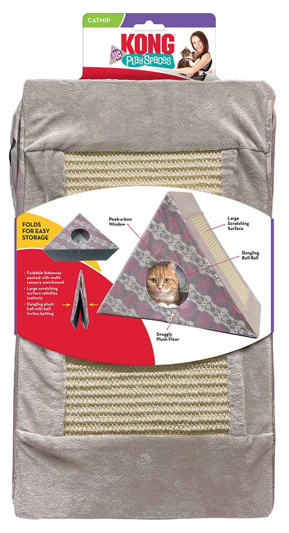 KONG Play Spaces Cat Zen Den – Foldable Hideaway with Scratcher, Bell Toy & Plush Bed