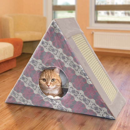 KONG Play Spaces Cat Zen Den – Foldable Hideaway with Scratcher, Bell Toy & Plush Bed