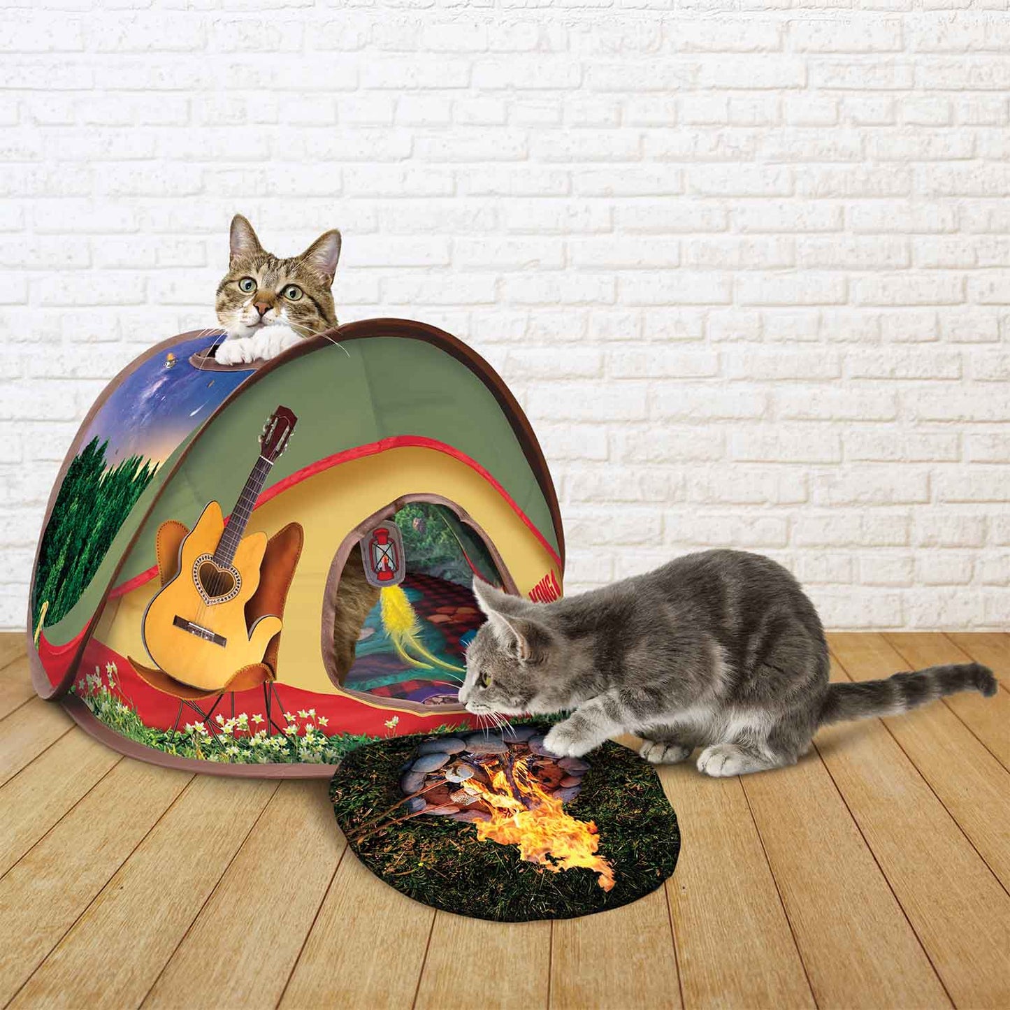 KONG Play Spaces Glamping Tent Cat Toy – Pop-Up Hide & Play Tent with Catnip | 25"W