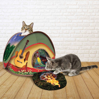 KONG Play Spaces Glamping Tent Cat Toy – Pop-Up Hide & Play Tent with Catnip | 25"W