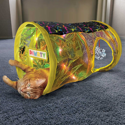 KONG Play Spaces Rave Cave Cat Tunnel Toy – Motion-Activated Lights & Music | Foldable