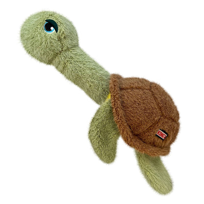 KONG Scruffs Plush Dog Toy – Medium/Large | Long-Neck Super-Squeaker | Turtle or Chicken