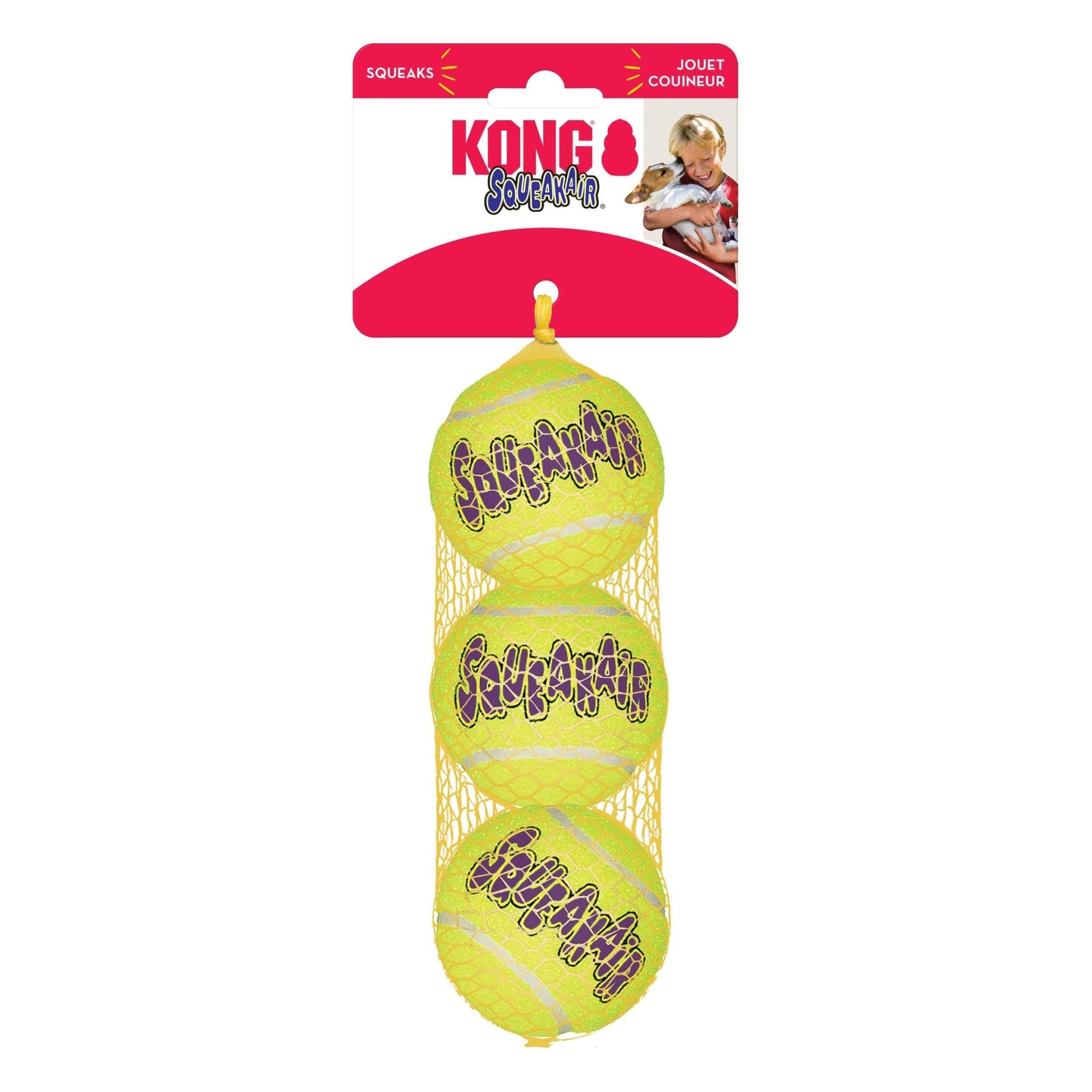 KONG SqueakAir Ball | Durable Squeaker Tennis Ball Dog Toy | Small, Medium, or Large | 2 or 3 Pack - Niksstuff
