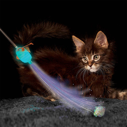 KONG Glow in the Dark Firefly Wand Cat Toy | 18" Wand | Fiber Optic - Niksstuff