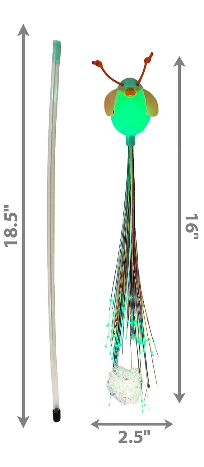 KONG Glow in the Dark Firefly Wand Cat Toy | 18" Wand | Fiber Optic - Niksstuff