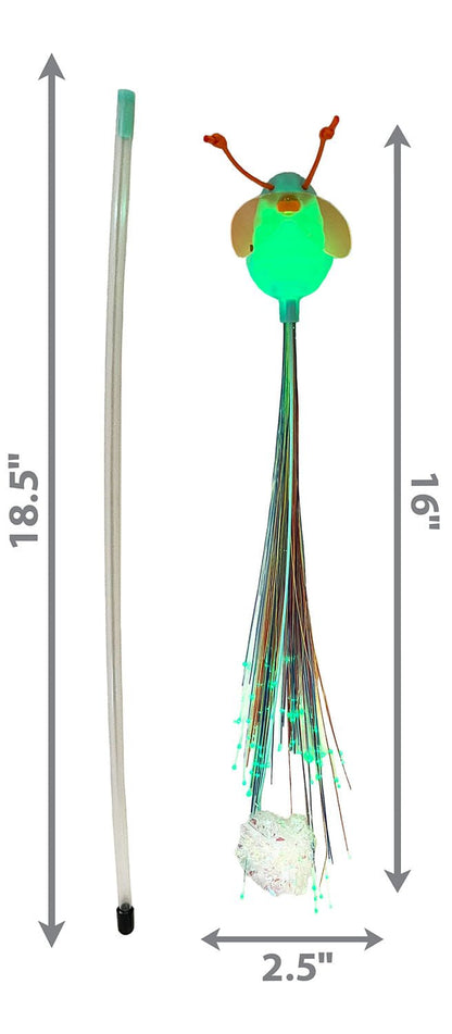KONG Glow in the Dark Firefly Wand Cat Toy | 18" Wand | Fiber Optic - Niksstuff
