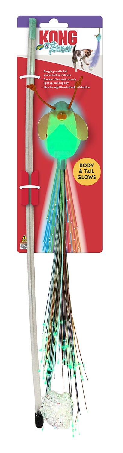 KONG Glow in the Dark Firefly Wand Cat Toy | 18" Wand | Fiber Optic - Niksstuff
