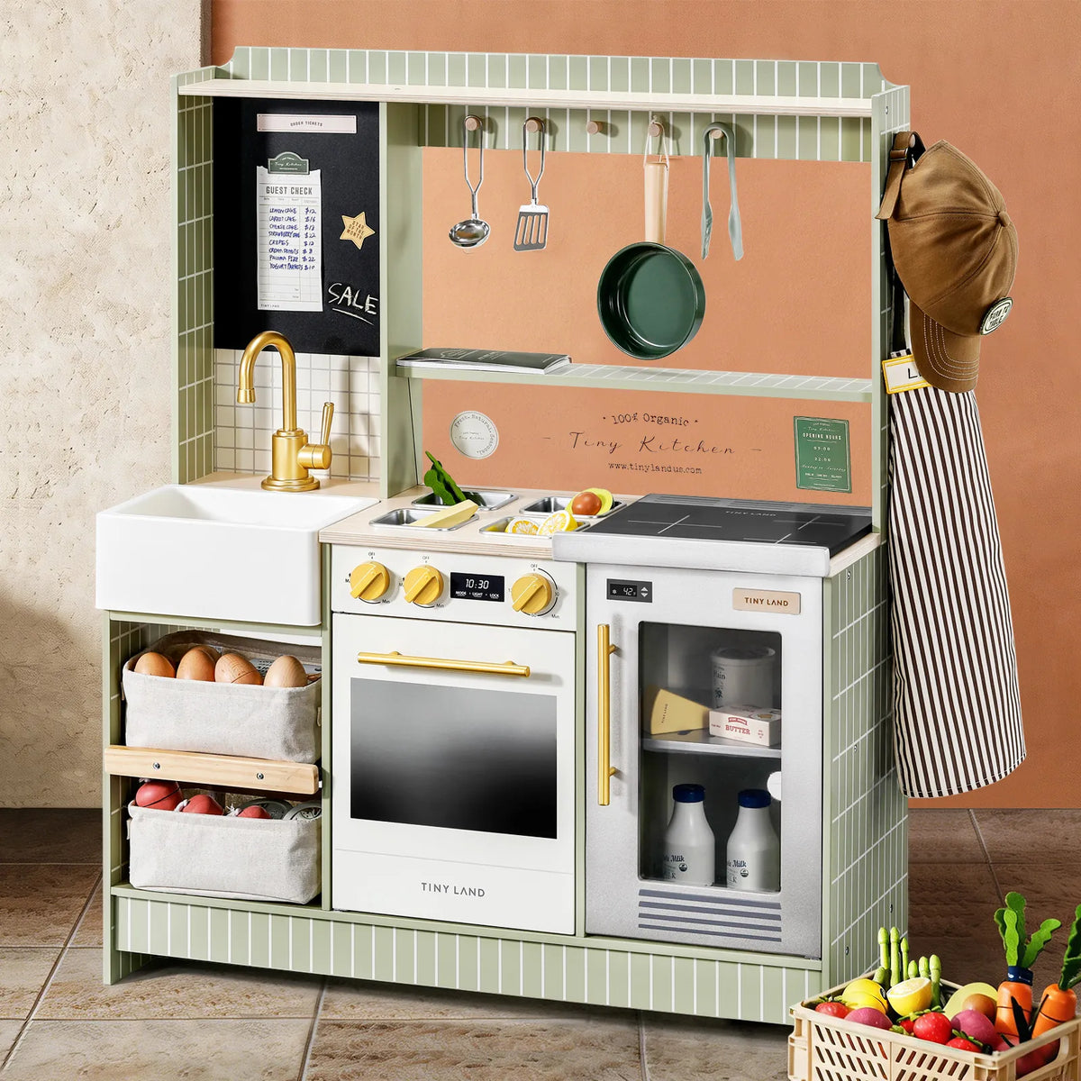 Tiny Land BistroSwitch 2-in-1 Play Kitchen & Bistro with 23 Accessories