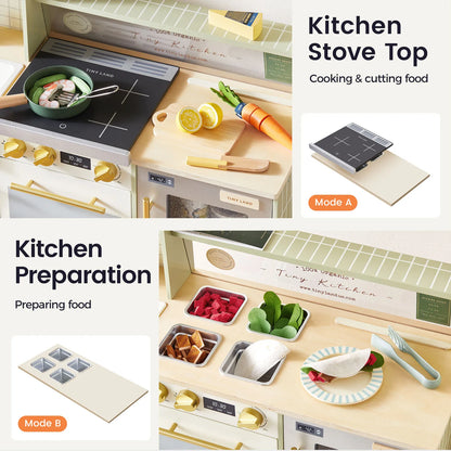 Tiny Land BistroSwitch 2-in-1 Play Kitchen & Bistro with 23 Accessories