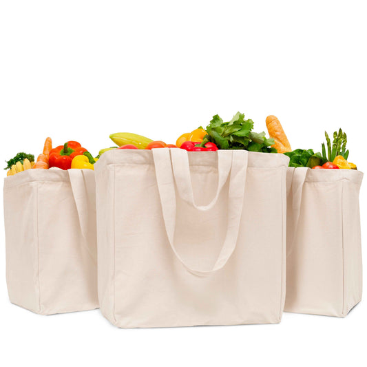 Off-white organic cotton canvas jumbo tote bag with long handles