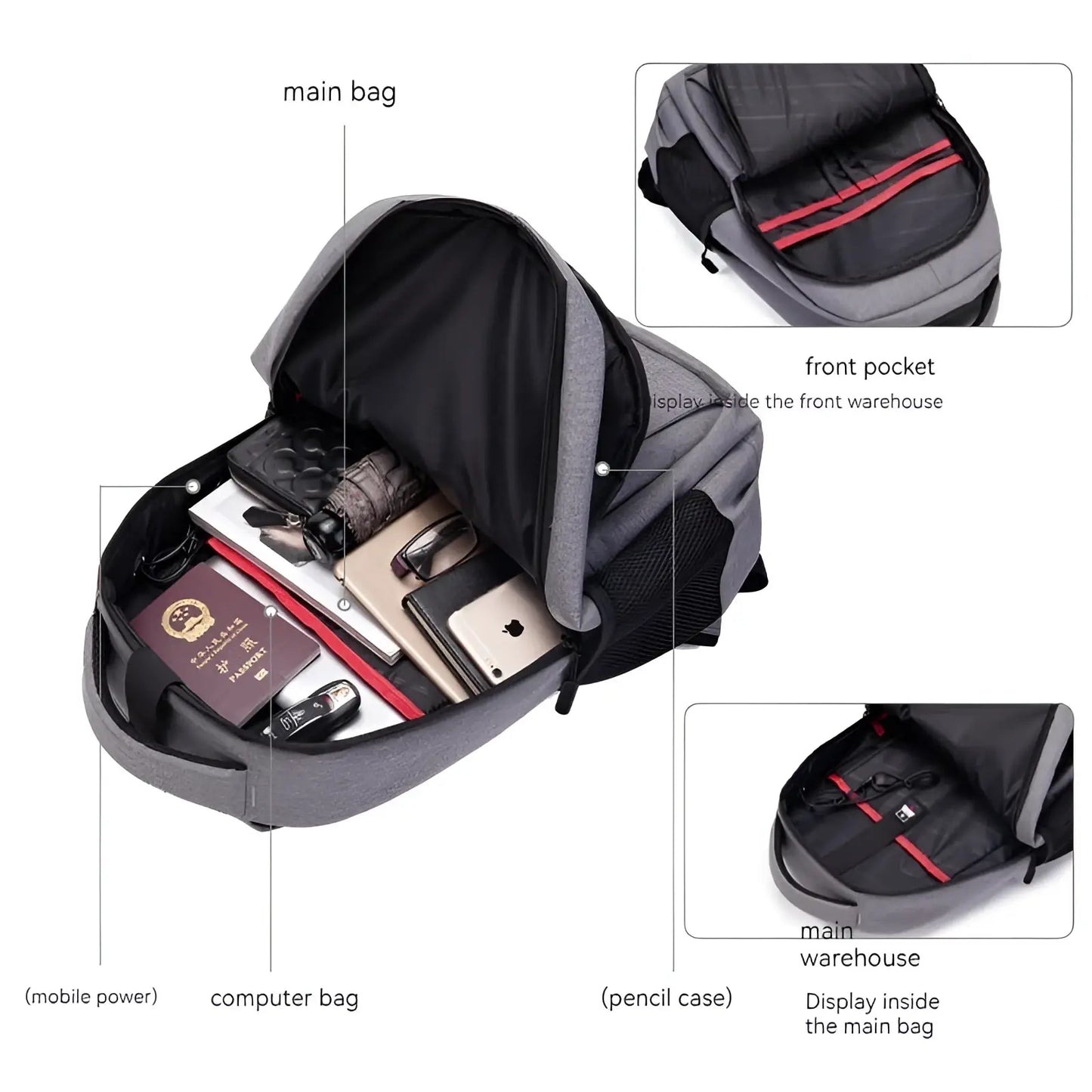 Large Capacity Laptop Backpack | 17" | Oxford Cloth | USB Charging Port | 3 Colors | ARBA Global - Niksstuff