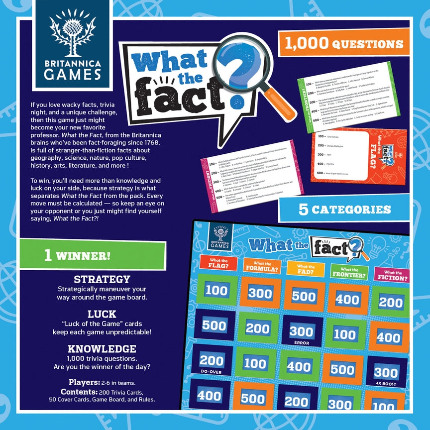 Britannica Games: What the Fact? Trivia Game | 1,000 Facts | Strategy Trivia | 2+ Players | Ages 12+